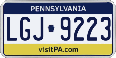 PA license plate LGJ9223