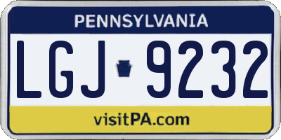 PA license plate LGJ9232