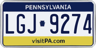 PA license plate LGJ9274