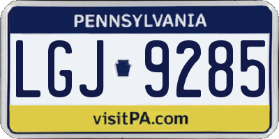 PA license plate LGJ9285
