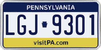 PA license plate LGJ9301