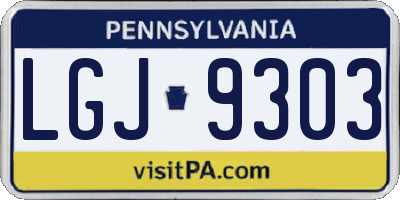 PA license plate LGJ9303