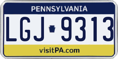 PA license plate LGJ9313