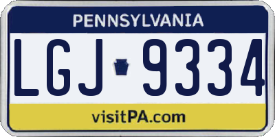 PA license plate LGJ9334