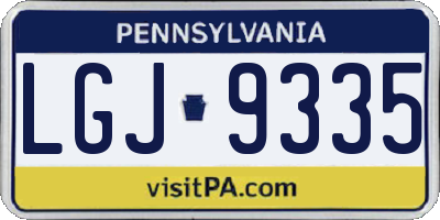 PA license plate LGJ9335
