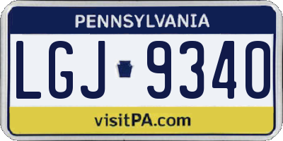 PA license plate LGJ9340
