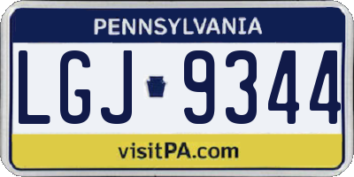 PA license plate LGJ9344