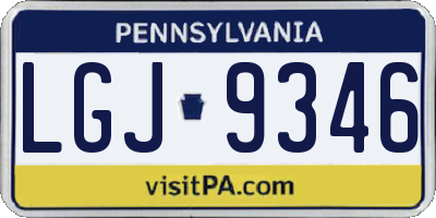 PA license plate LGJ9346