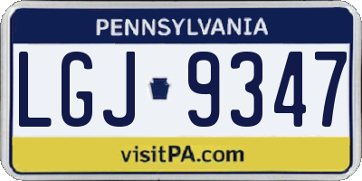 PA license plate LGJ9347