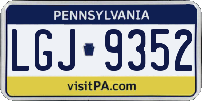 PA license plate LGJ9352