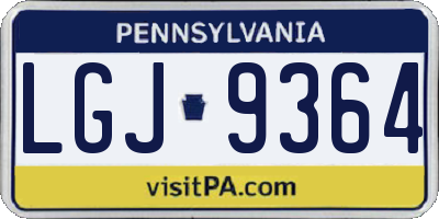 PA license plate LGJ9364