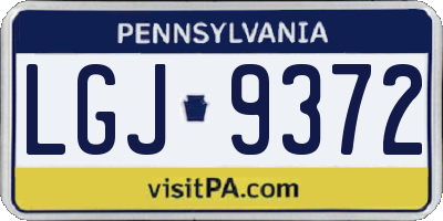 PA license plate LGJ9372