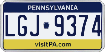 PA license plate LGJ9374