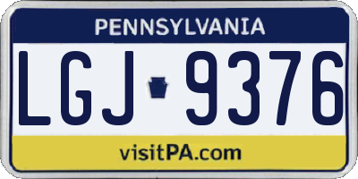 PA license plate LGJ9376