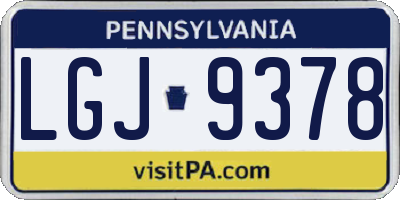 PA license plate LGJ9378