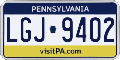 PA license plate LGJ9402