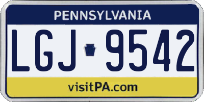 PA license plate LGJ9542