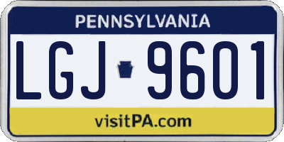 PA license plate LGJ9601