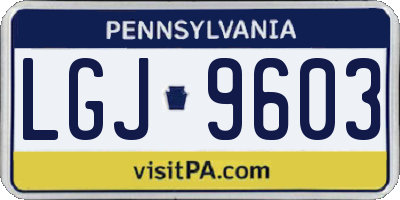 PA license plate LGJ9603