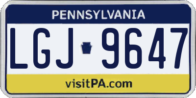 PA license plate LGJ9647
