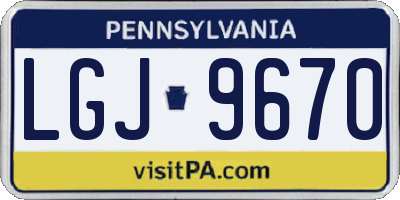 PA license plate LGJ9670