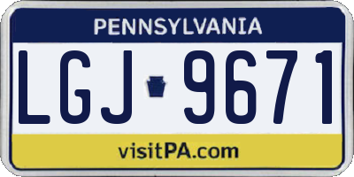 PA license plate LGJ9671