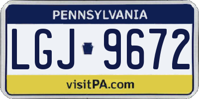 PA license plate LGJ9672