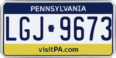 PA license plate LGJ9673