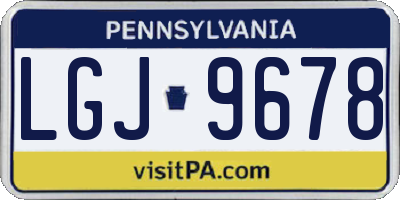 PA license plate LGJ9678