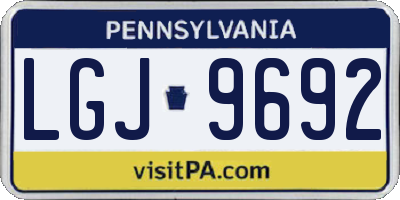 PA license plate LGJ9692