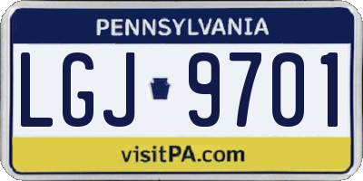 PA license plate LGJ9701