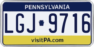 PA license plate LGJ9716