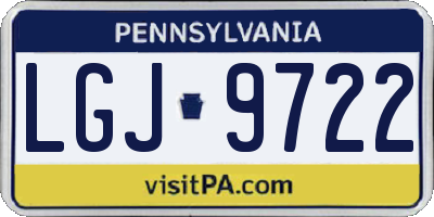 PA license plate LGJ9722