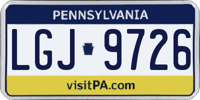 PA license plate LGJ9726