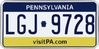PA license plate LGJ9728