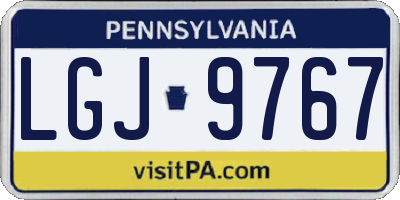 PA license plate LGJ9767