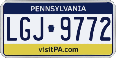 PA license plate LGJ9772