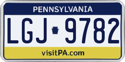 PA license plate LGJ9782