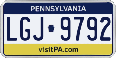 PA license plate LGJ9792