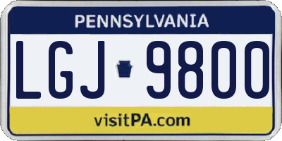 PA license plate LGJ9800