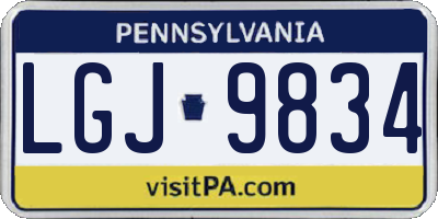 PA license plate LGJ9834