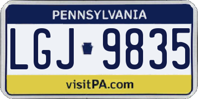 PA license plate LGJ9835