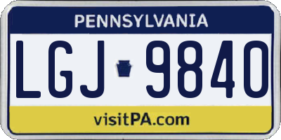 PA license plate LGJ9840