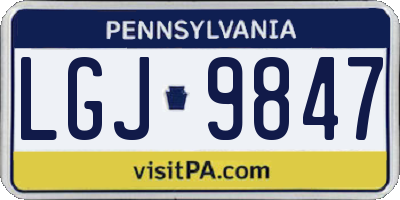 PA license plate LGJ9847