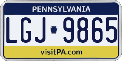 PA license plate LGJ9865