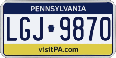 PA license plate LGJ9870