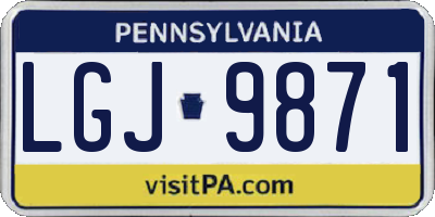 PA license plate LGJ9871