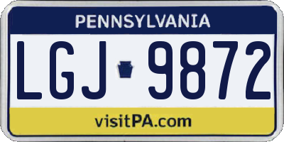 PA license plate LGJ9872
