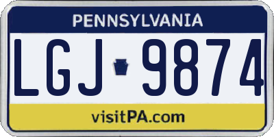 PA license plate LGJ9874