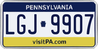 PA license plate LGJ9907